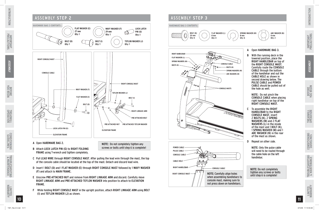 Horizon Fitness T901 manual S E M B LY Step 