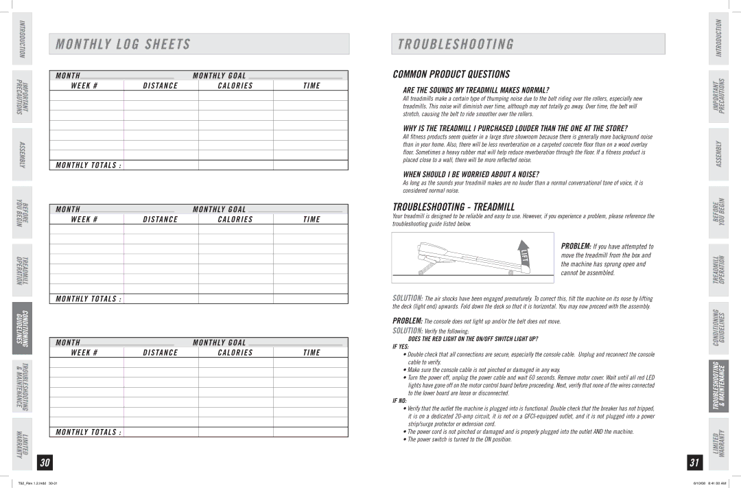 Horizon Fitness T92 manual Common Product Questions, Troubleshooting Treadmill 