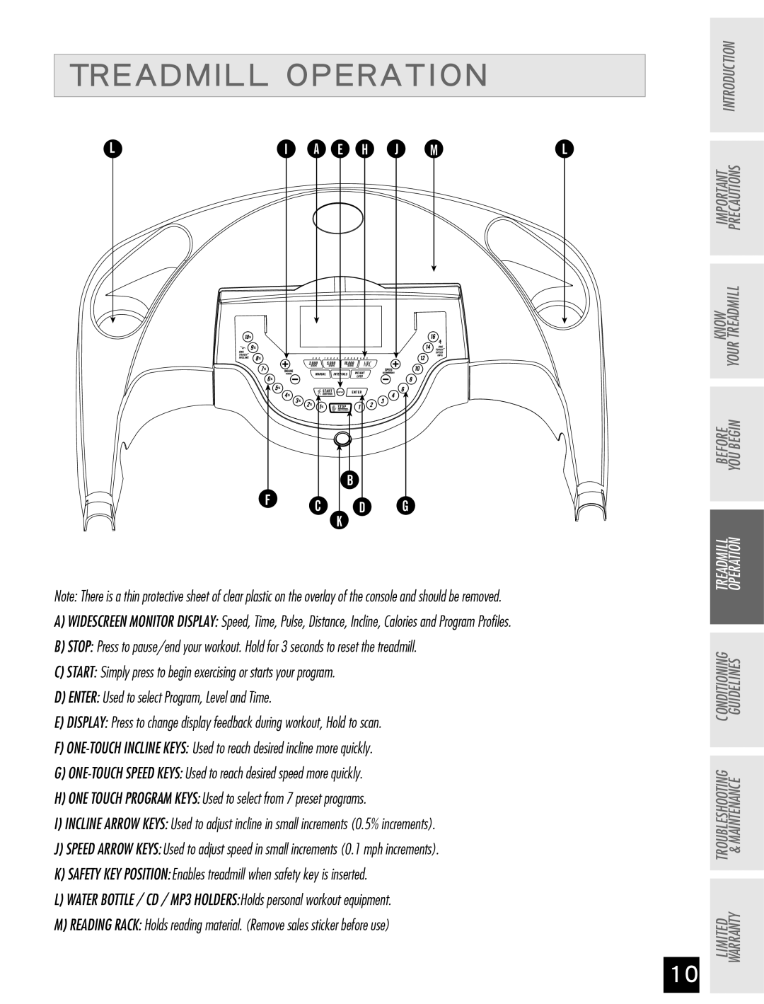 Horizon Fitness Ti 10K manual Treadmill Operation, Introduction 