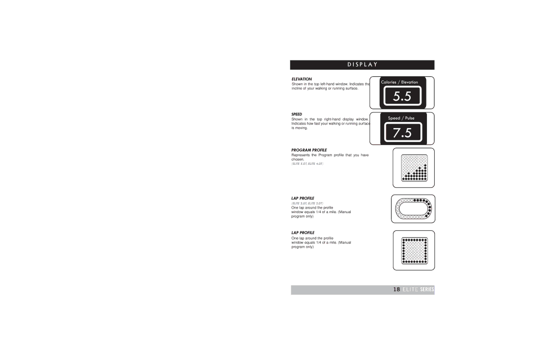 Horizon Fitness TREADMILL ELITE manual Program Profile, LAP Profile 