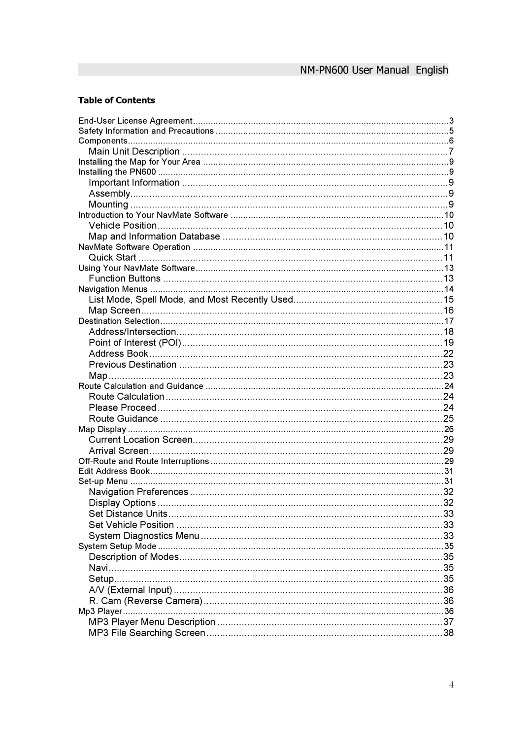 Horizon Navigation NM-PN600 manual English 