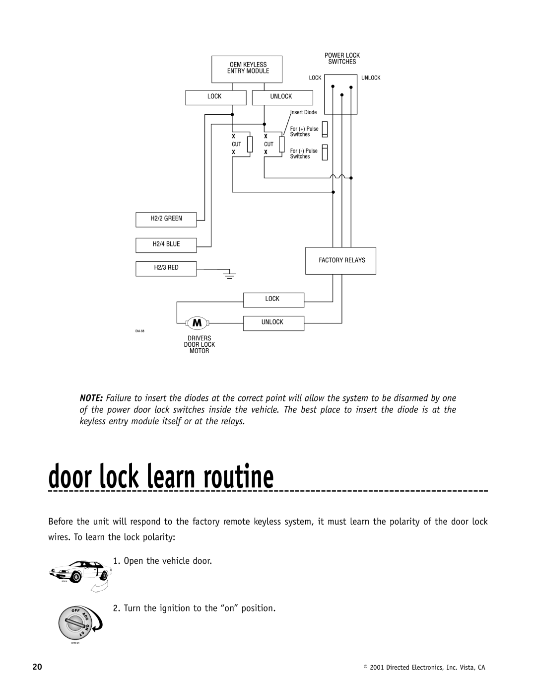 Hornet Car Security 700T manual door lock learn routine 