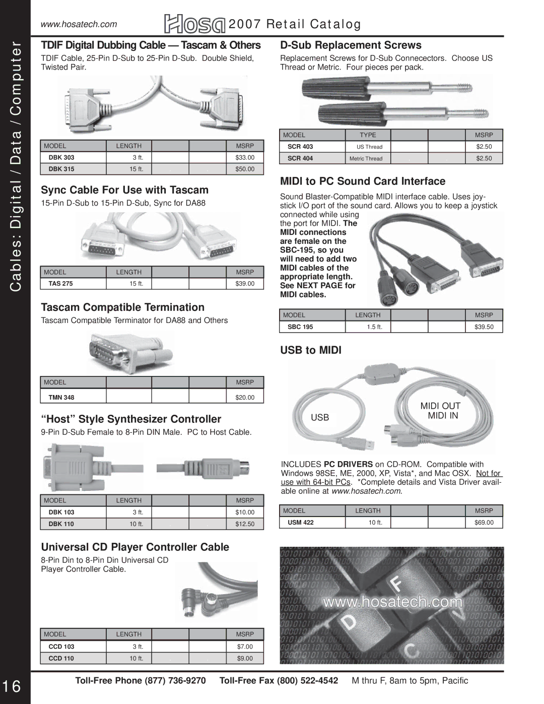 Hosa Technology Audio Digital Solutions manual Computer, Cables Digital / Data 