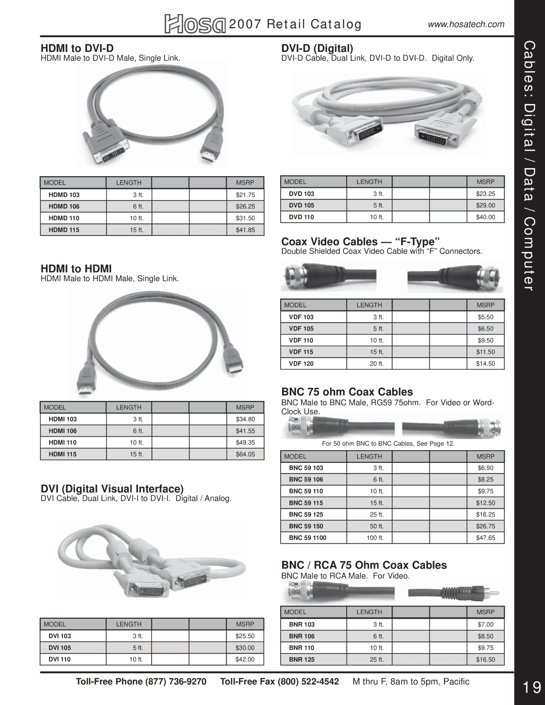 Hosa Technology Audio Digital Solutions manual Hdmi to DVI-D DVI-D Digital, Hdmi to Hdmi, DVI Digital Visual Interface 