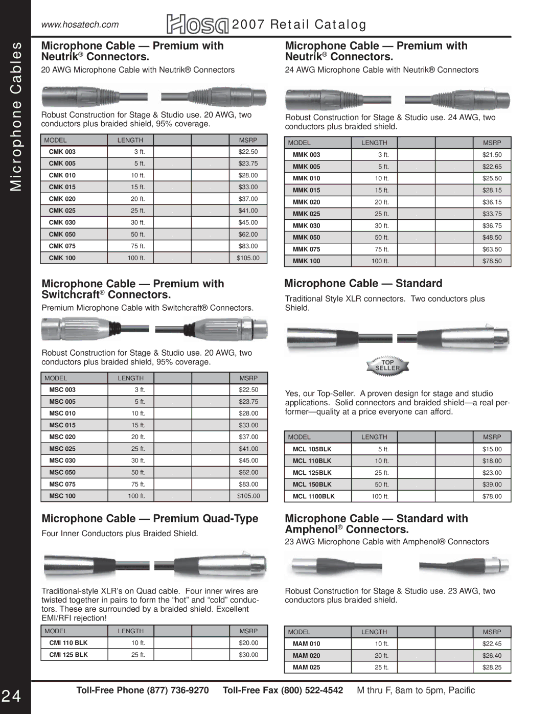 Hosa Technology Audio Digital Solutions manual Microphone Cables 