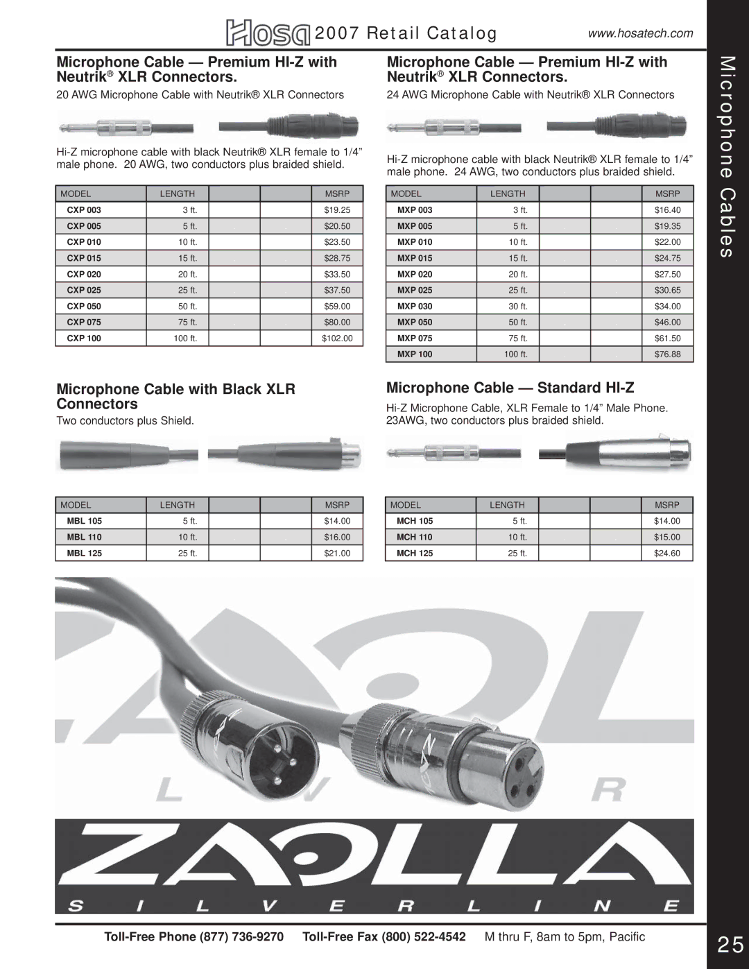 Hosa Technology Audio Digital Solutions manual Microphone Cable Premium HI-Z with Neutrik XLR Connectors 