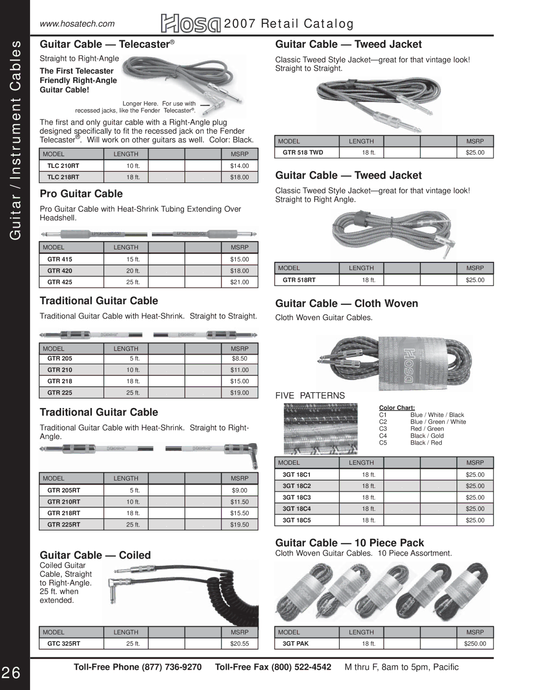 Hosa Technology Audio Digital Solutions manual Cables, Instrument, Guitar 