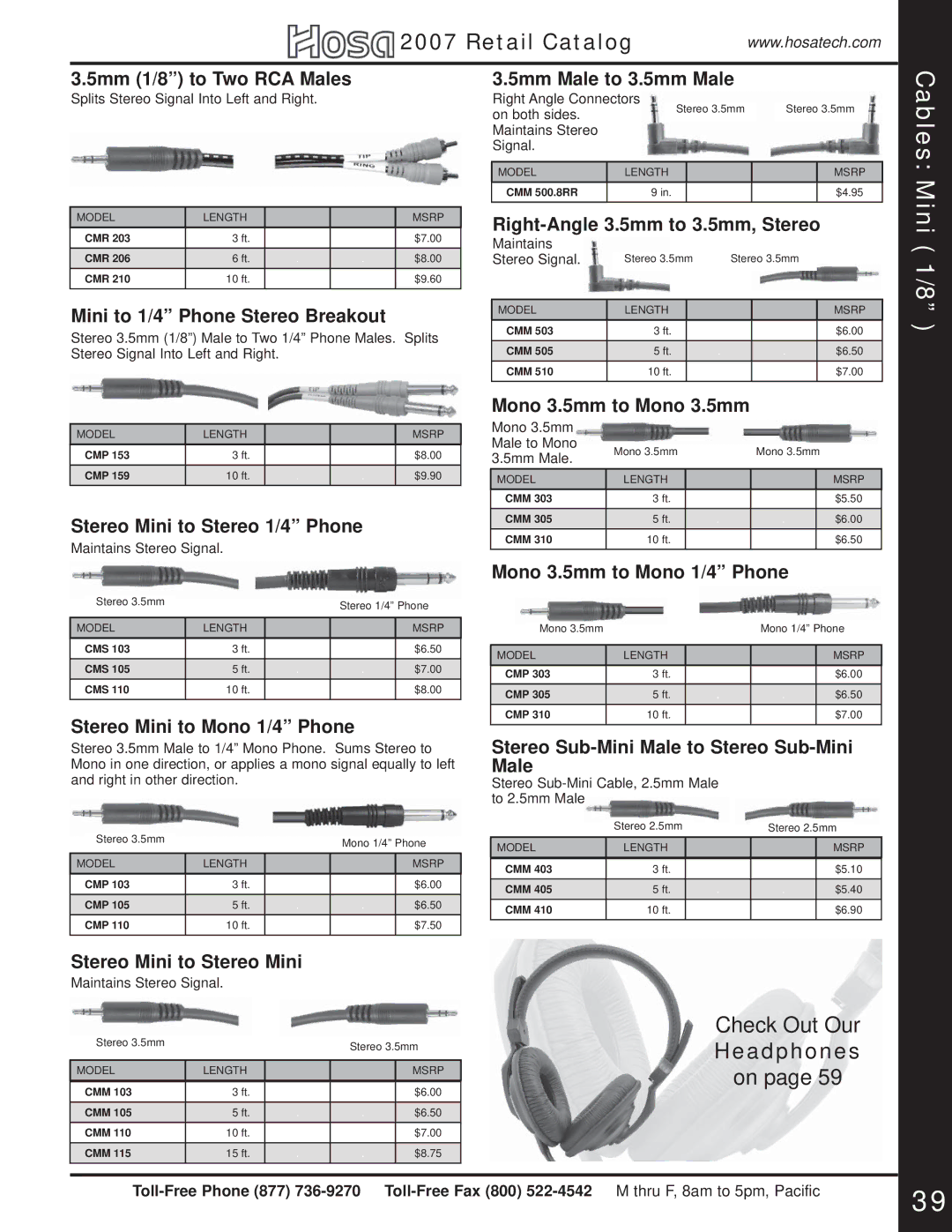 Hosa Technology Audio Digital Solutions manual Mini 1/8 