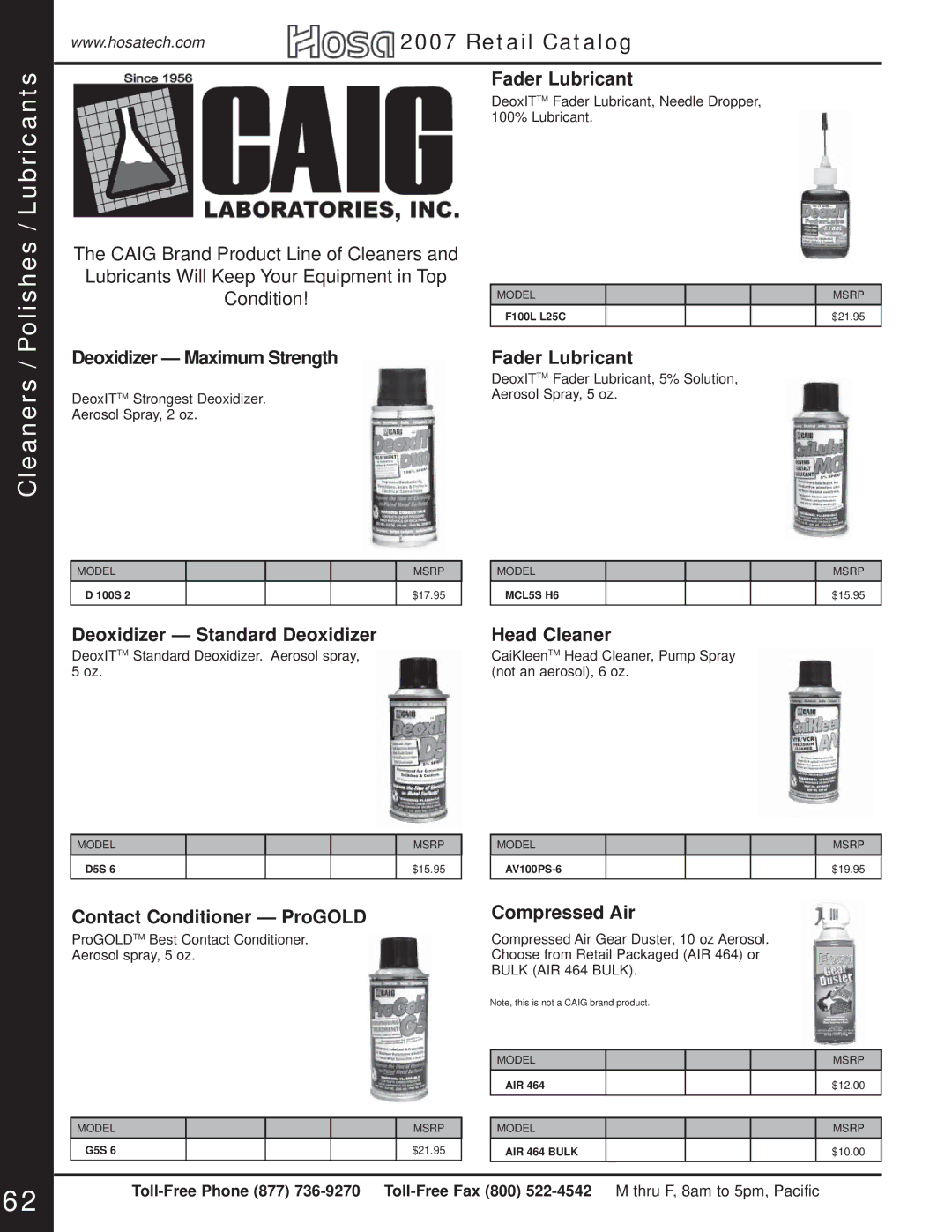 Hosa Technology Audio Digital Solutions manual Cleaners / Polishes / Lubricants 