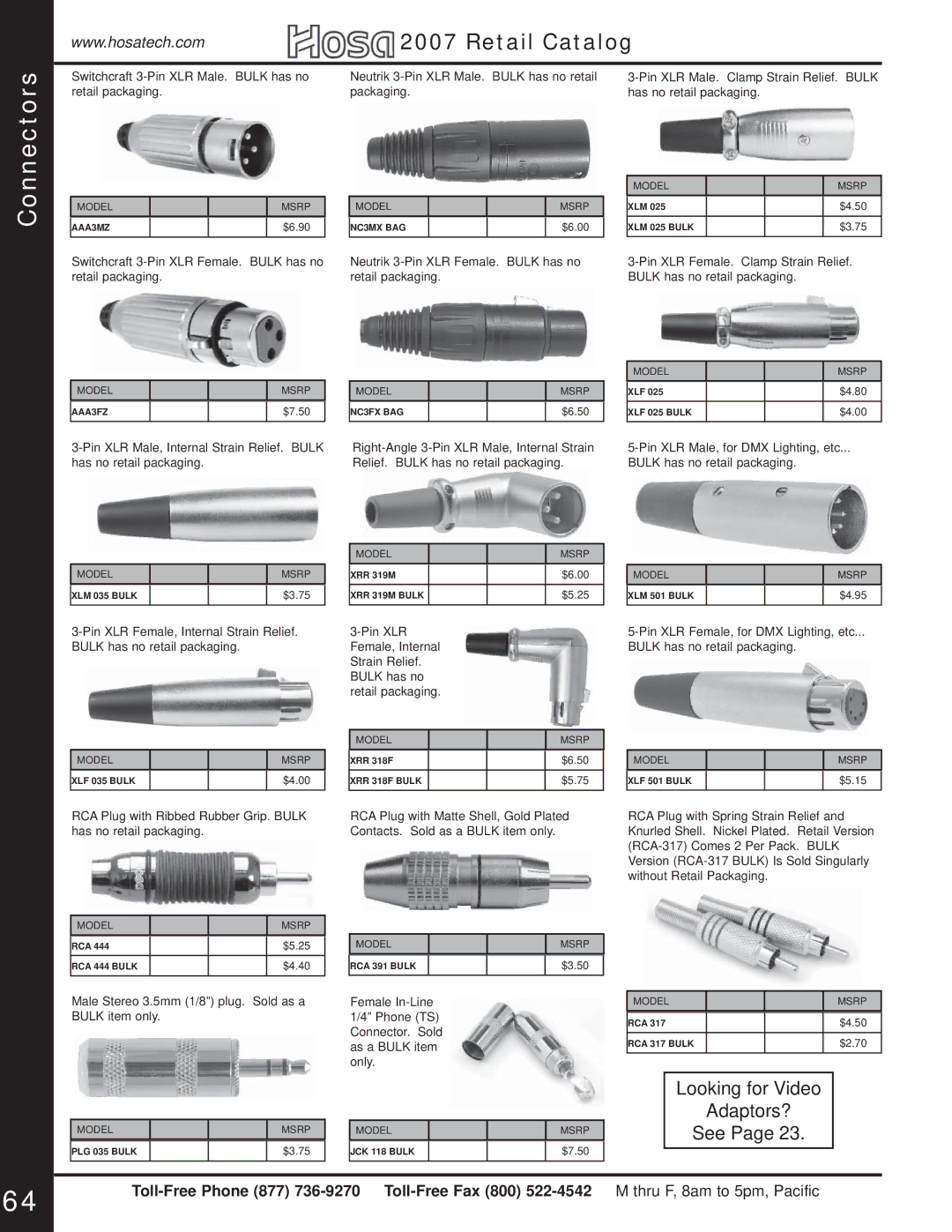 Hosa Technology Audio Digital Solutions manual Connectors 