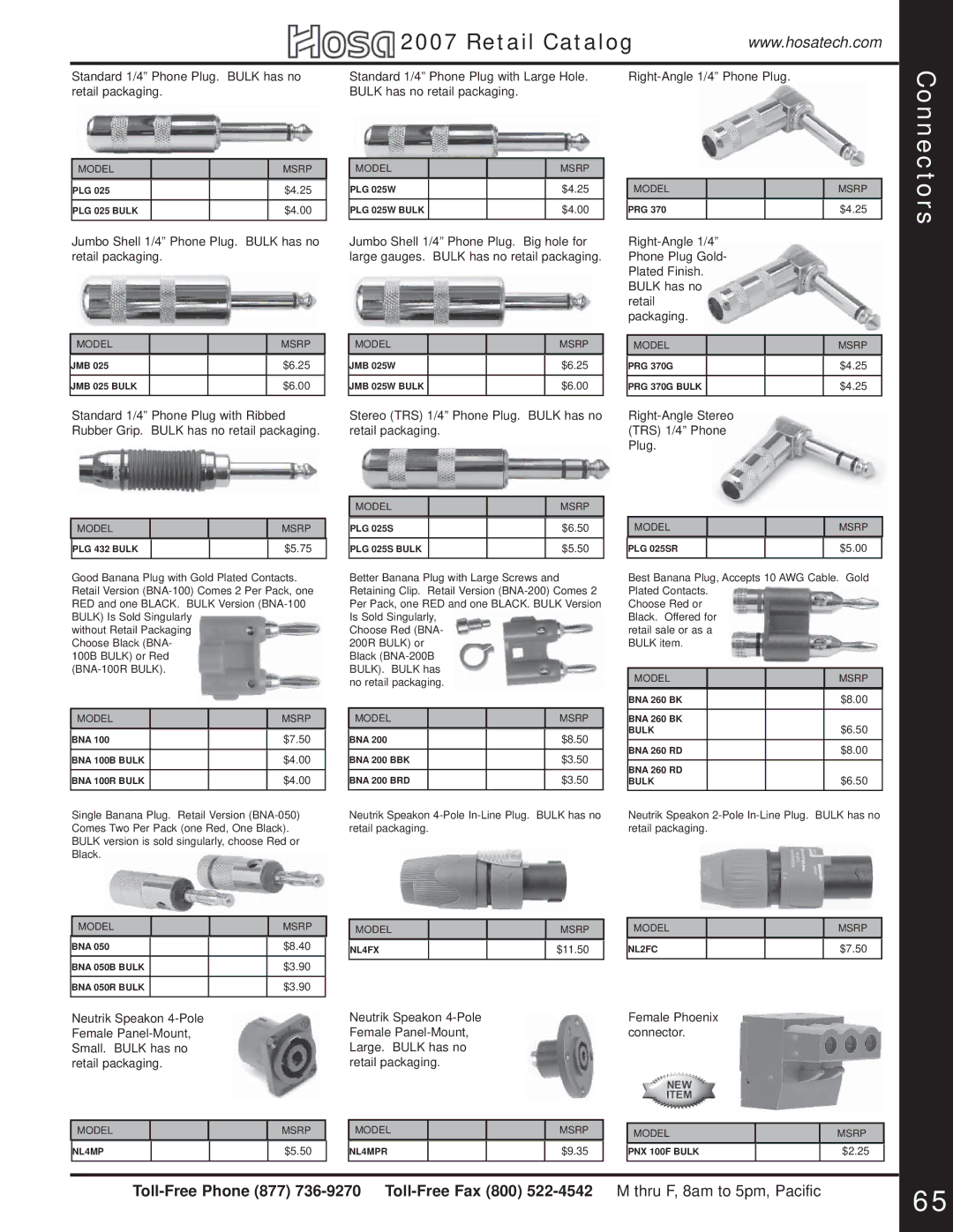 Hosa Technology Audio Digital Solutions manual Right-Angle 1/4 Phone Plug 