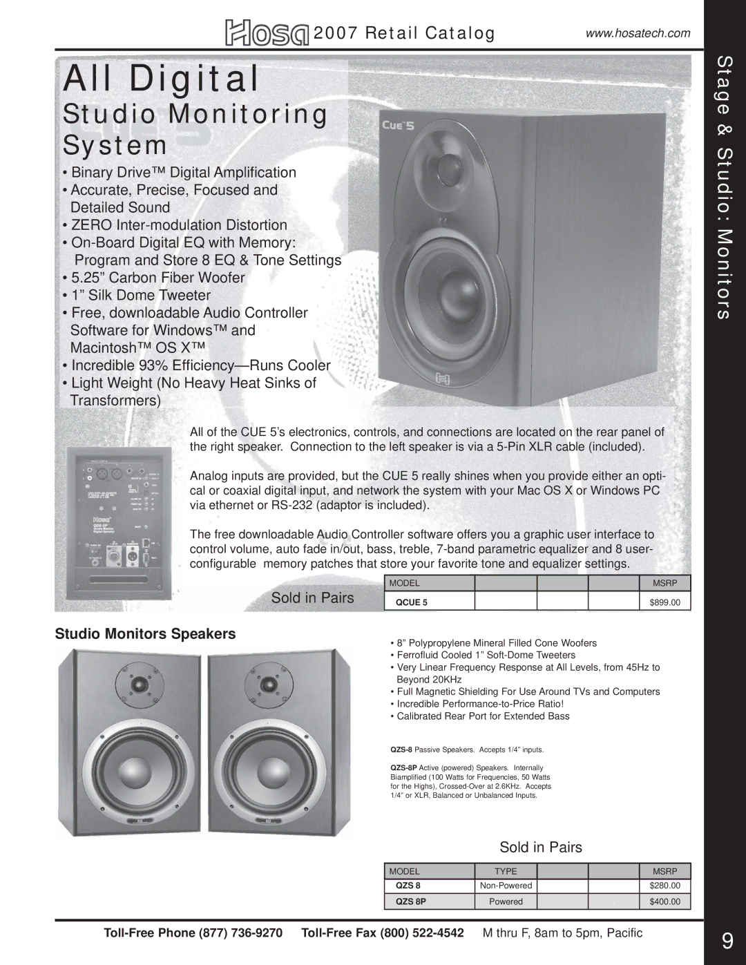 Hosa Technology Audio Digital Solutions manual Stage & Studio Monitors, Studio Monitors Speakers 