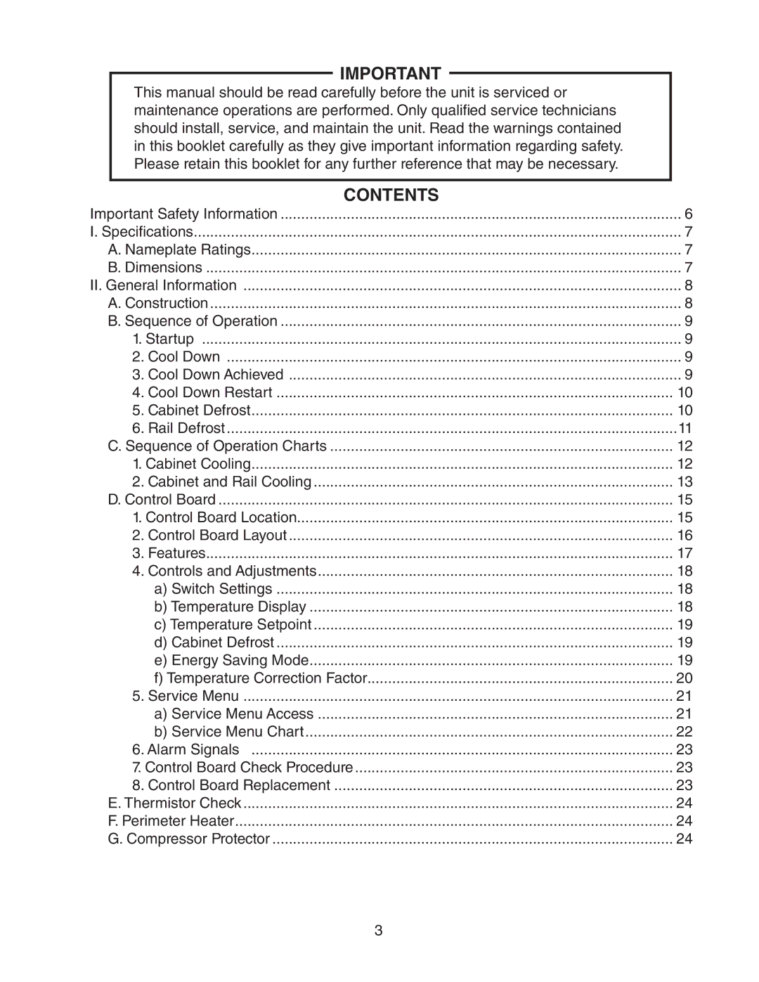 Hoshizaki 73168 service manual Contents 