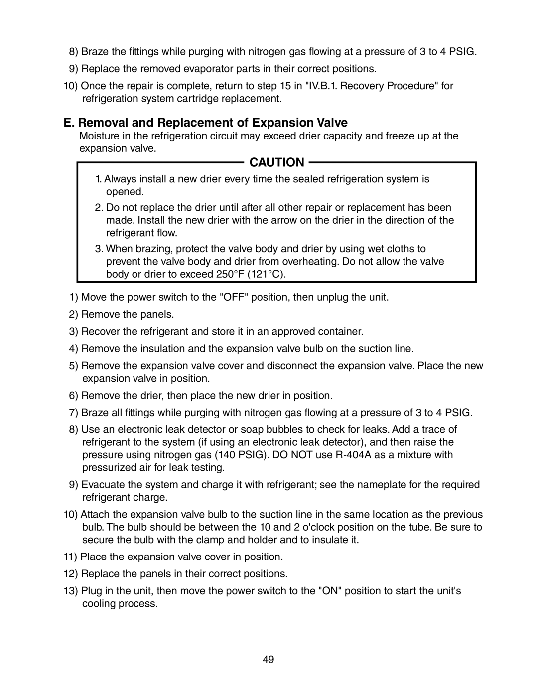 Hoshizaki 73168 service manual Removal and Replacement of Expansion Valve 