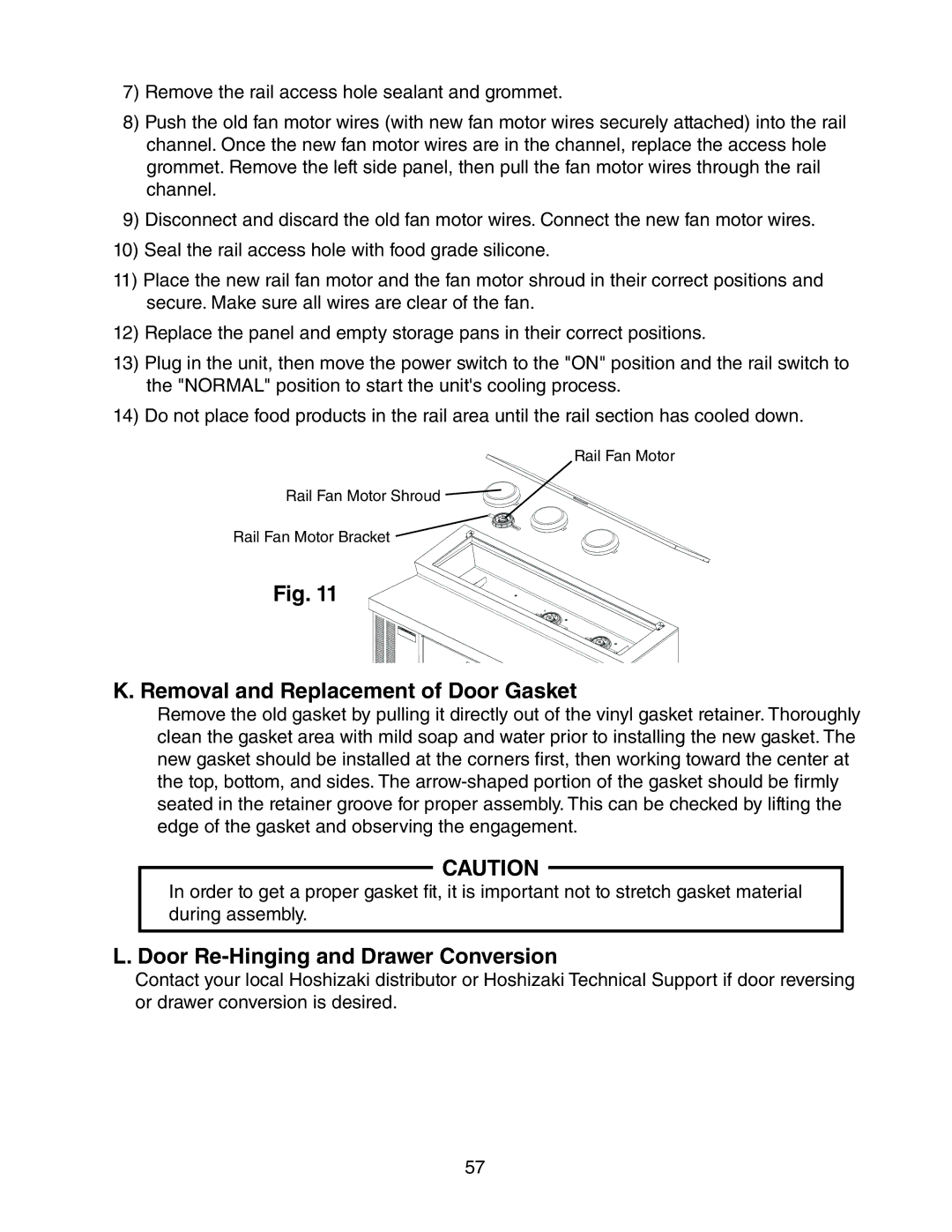 Hoshizaki 73168 service manual Removal and Replacement of Door Gasket, Door Re-Hinging and Drawer Conversion 