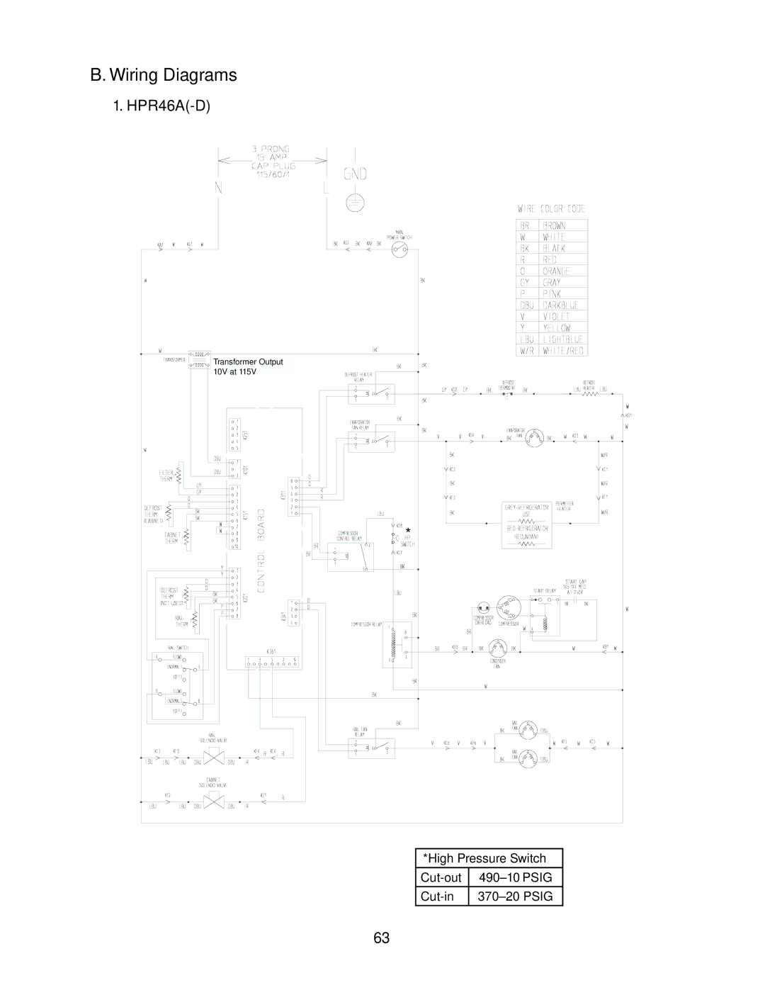 Hoshizaki 73168 service manual Wiring Diagrams, HPR46A-D 