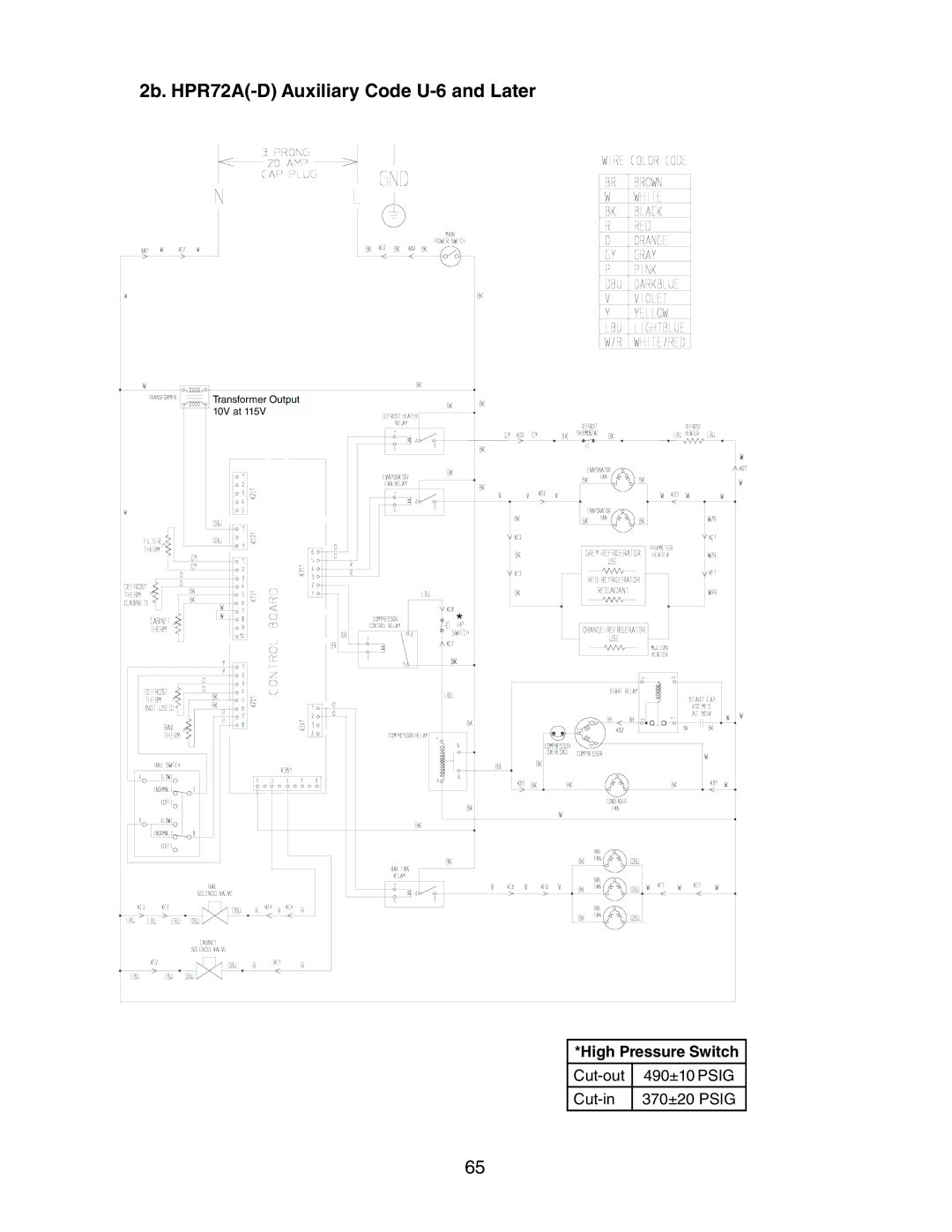 Hoshizaki 73168 service manual 2b. HPR72A-D Auxiliary Code U-6 and Later 