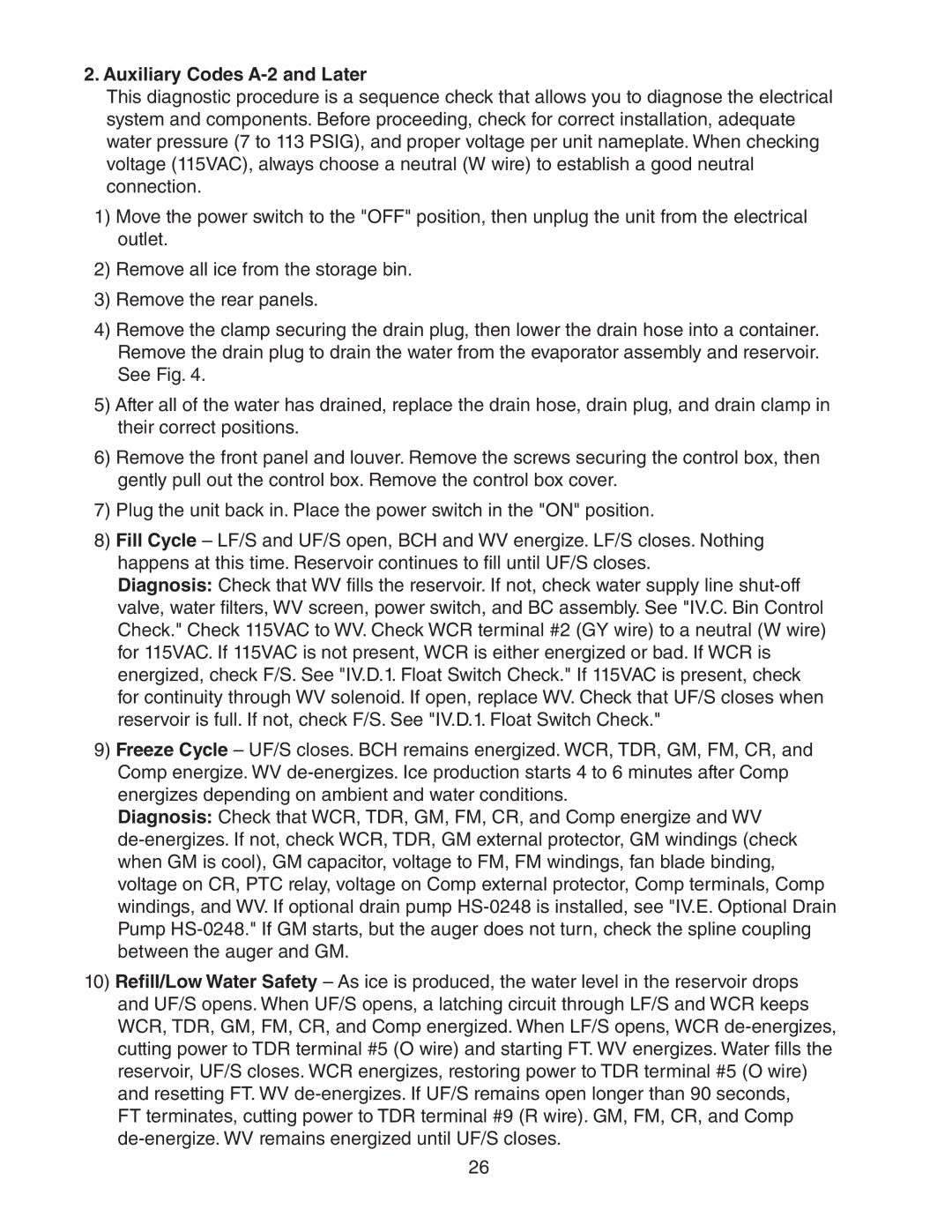 Hoshizaki 73180 service manual Auxiliary Codes A-2 and Later 