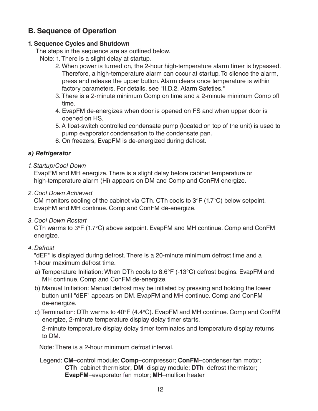 Hoshizaki 73183 service manual Sequence of Operation, Sequence Cycles and Shutdown 