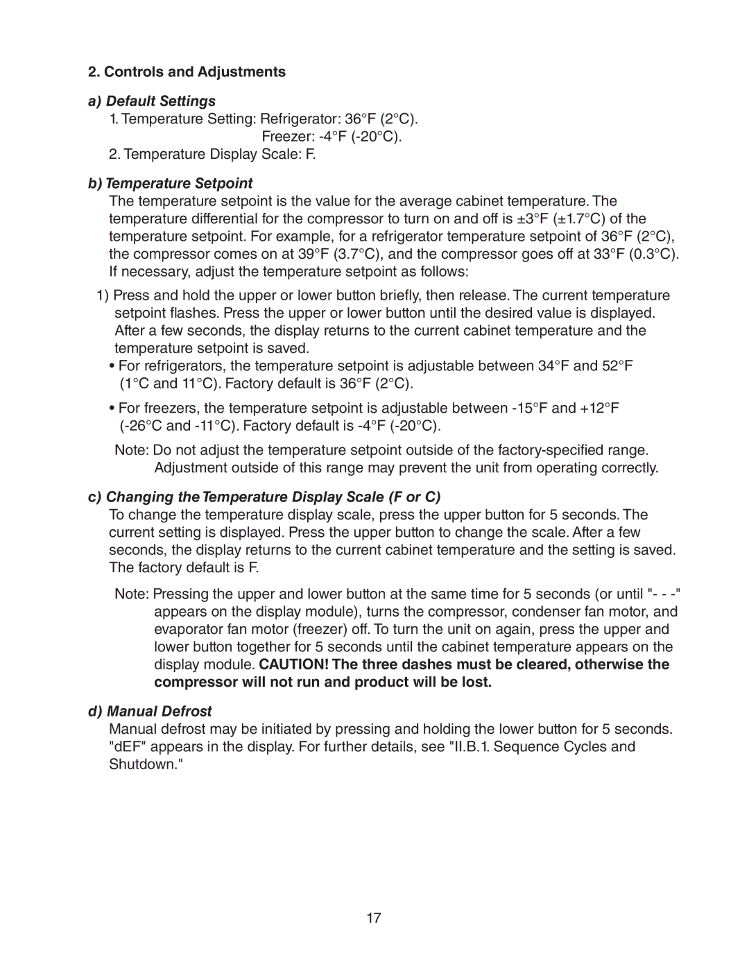 Hoshizaki 73183 service manual Controls and Adjustments, Temperature Setpoint 