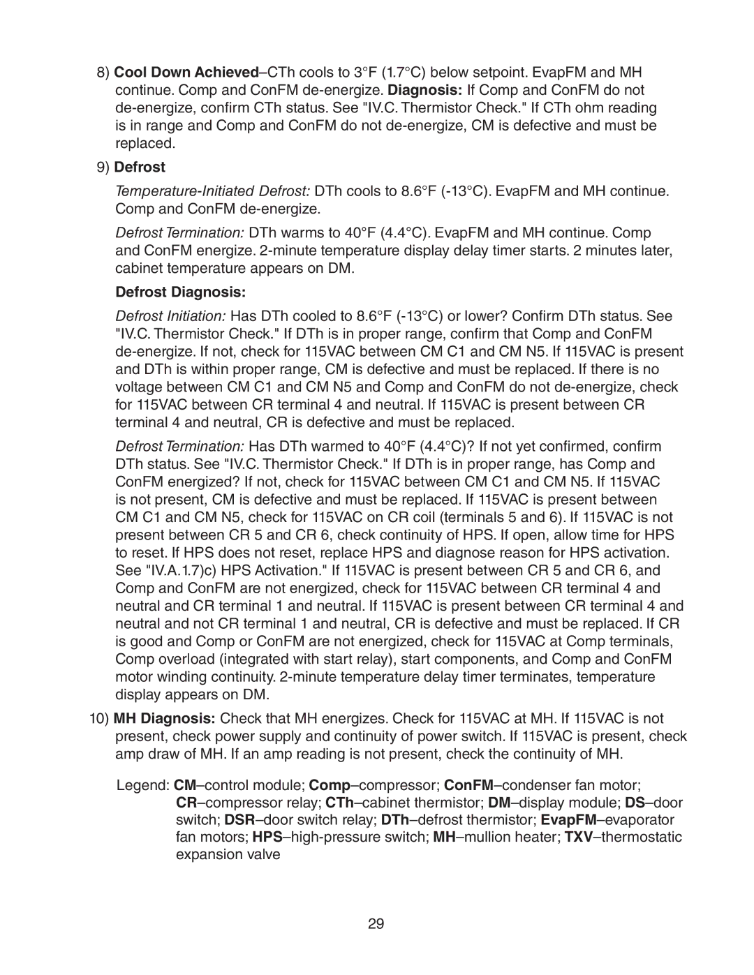 Hoshizaki 73183 service manual Defrost Diagnosis 