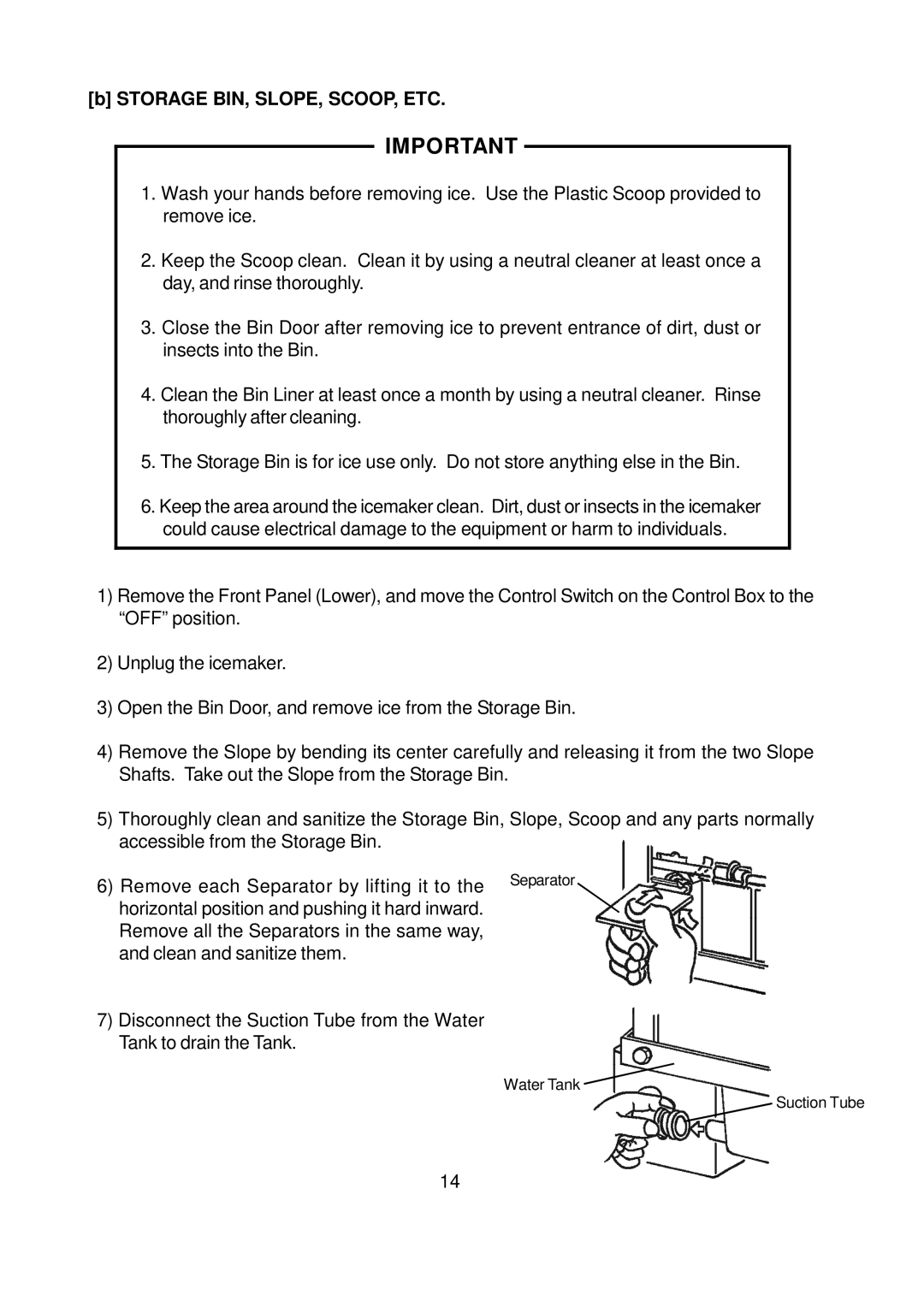 Hoshizaki AM-150BAF, AM-100BAE, AM-150BWF instruction manual Storage BIN, SLOPE, SCOOP, ETC 