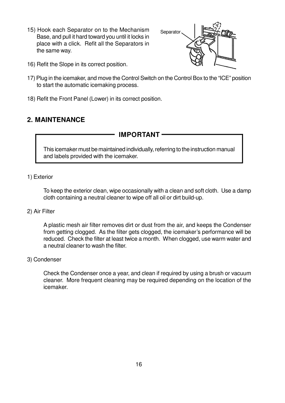 Hoshizaki AM-150BWF, AM-100BAE, AM-150BAF instruction manual Maintenance 