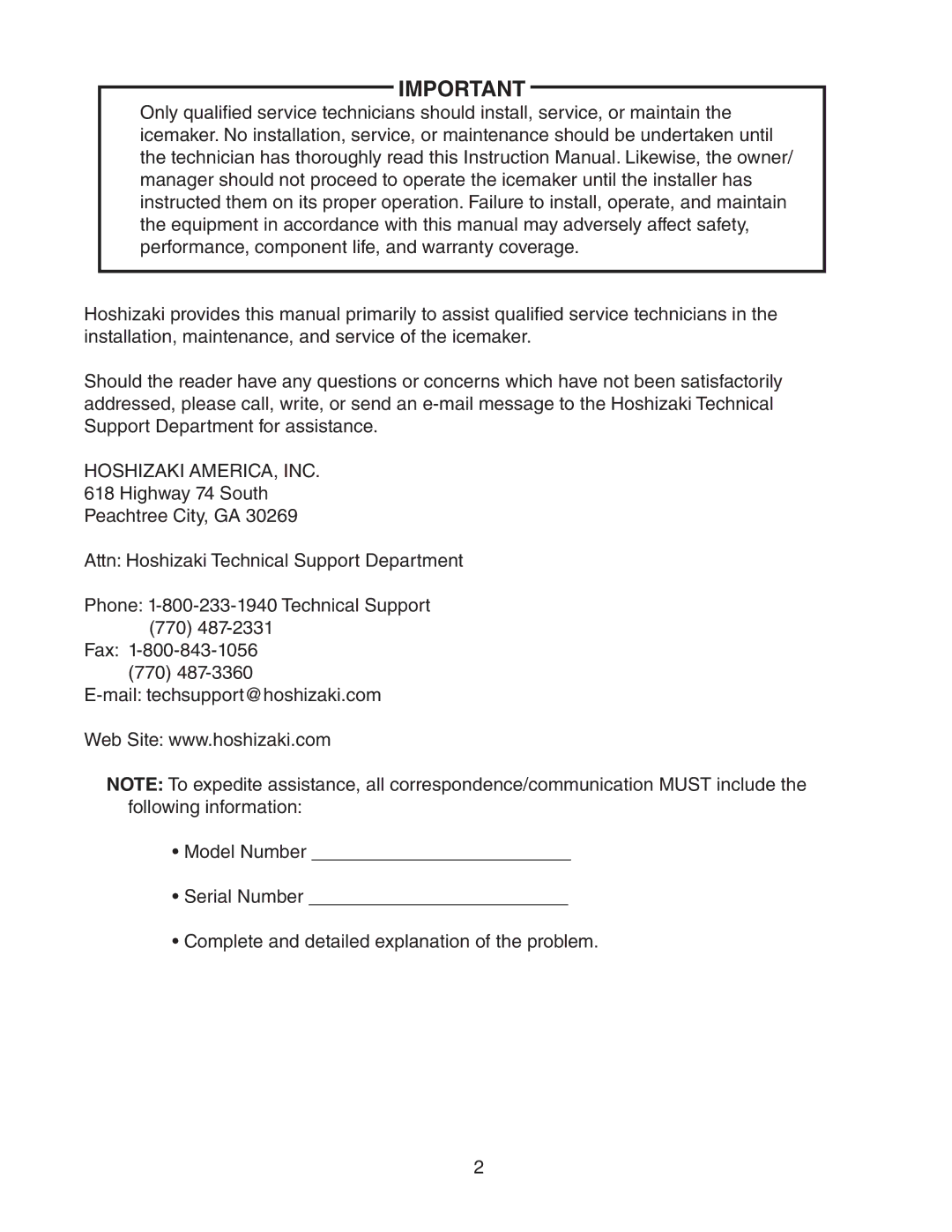 Hoshizaki AM-50BAE-DS, AM-50BAE-ADDS instruction manual Hoshizaki AMERICA, INC 