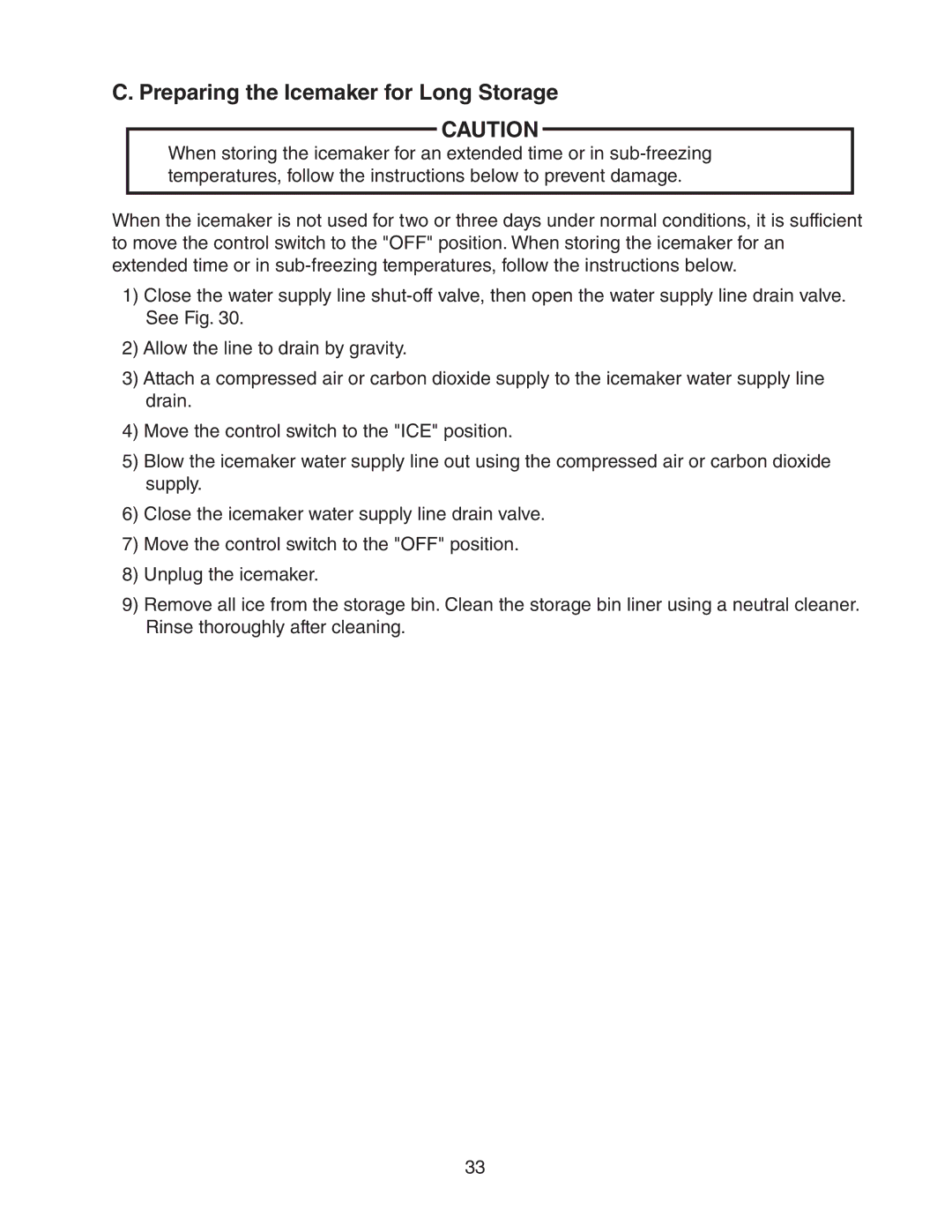 Hoshizaki AM-50BAE-ADDS, AM-50BAE-DS instruction manual Preparing the Icemaker for Long Storage 