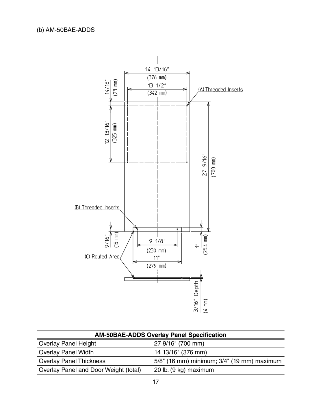 Hoshizaki AM-50BAE-DS instruction manual AM-50BAE-ADDSOverlay Panel Specification 