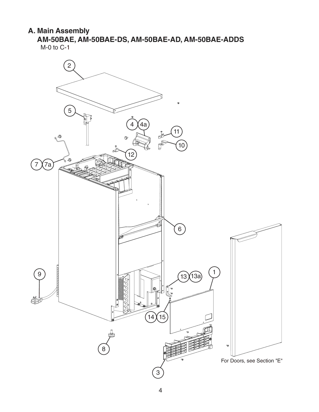 Hoshizaki AM-50BAE-ADDS, AM-50BAE-DS manual Main Assembly, To C-1 13a 