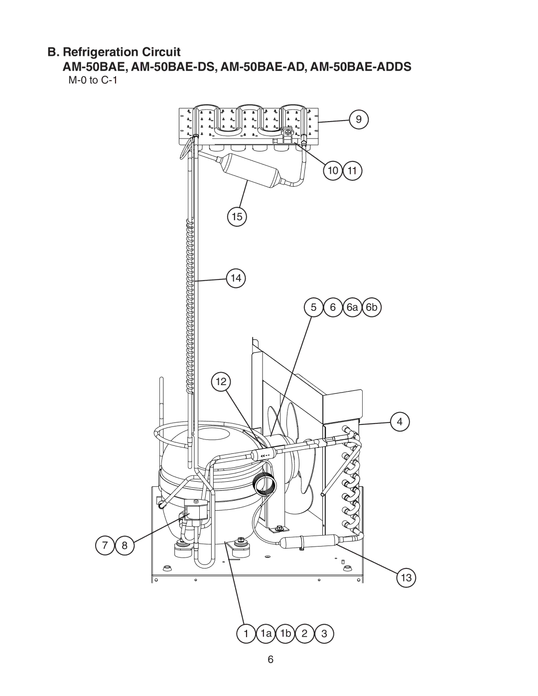 Hoshizaki AM-50BAE-ADDS, AM-50BAE-DS manual Refrigeration Circuit, To C-1 6a 6b 1a 1b 2 