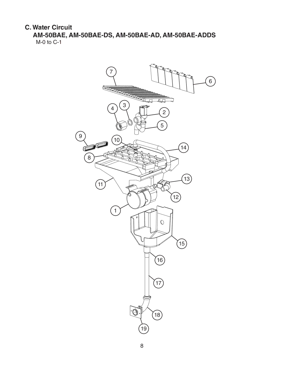 Hoshizaki AM-50BAE-ADDS, AM-50BAE-DS manual Water Circuit, To C-1 910 