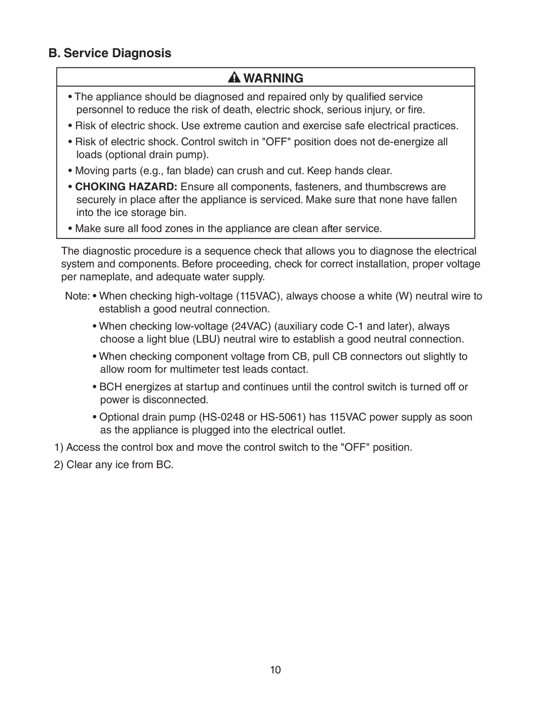 Hoshizaki AM-50BAE-ADDS, AM-50BAE-DS service manual Service Diagnosis 