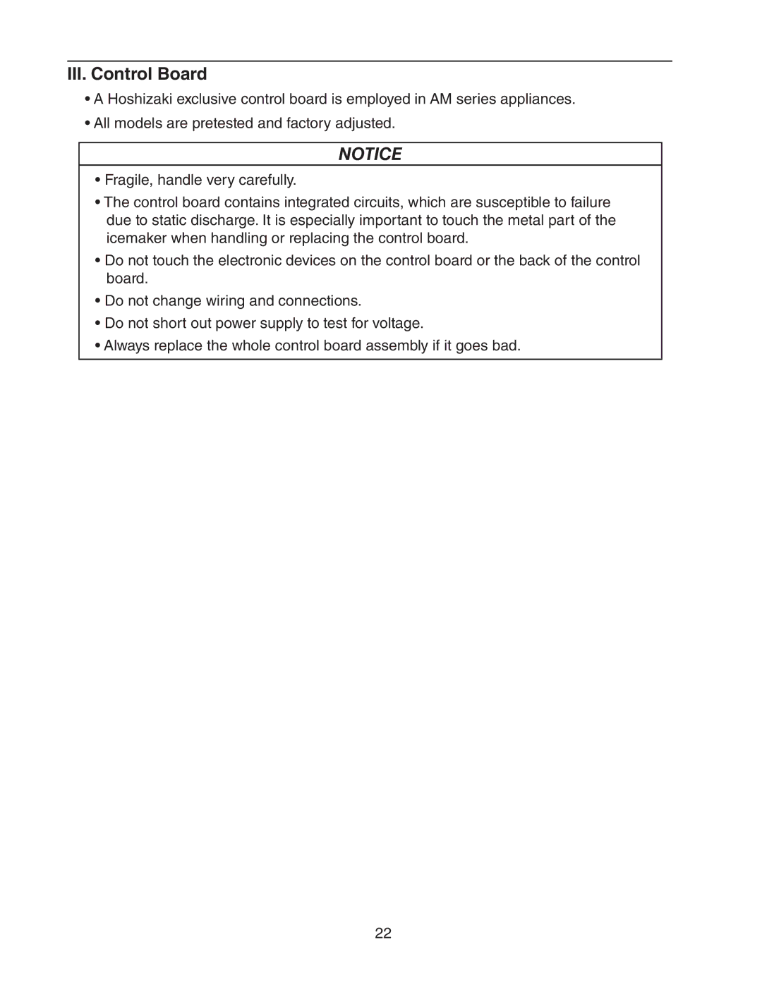 Hoshizaki AM-50BAE-ADDS, AM-50BAE-DS service manual III. Control Board 