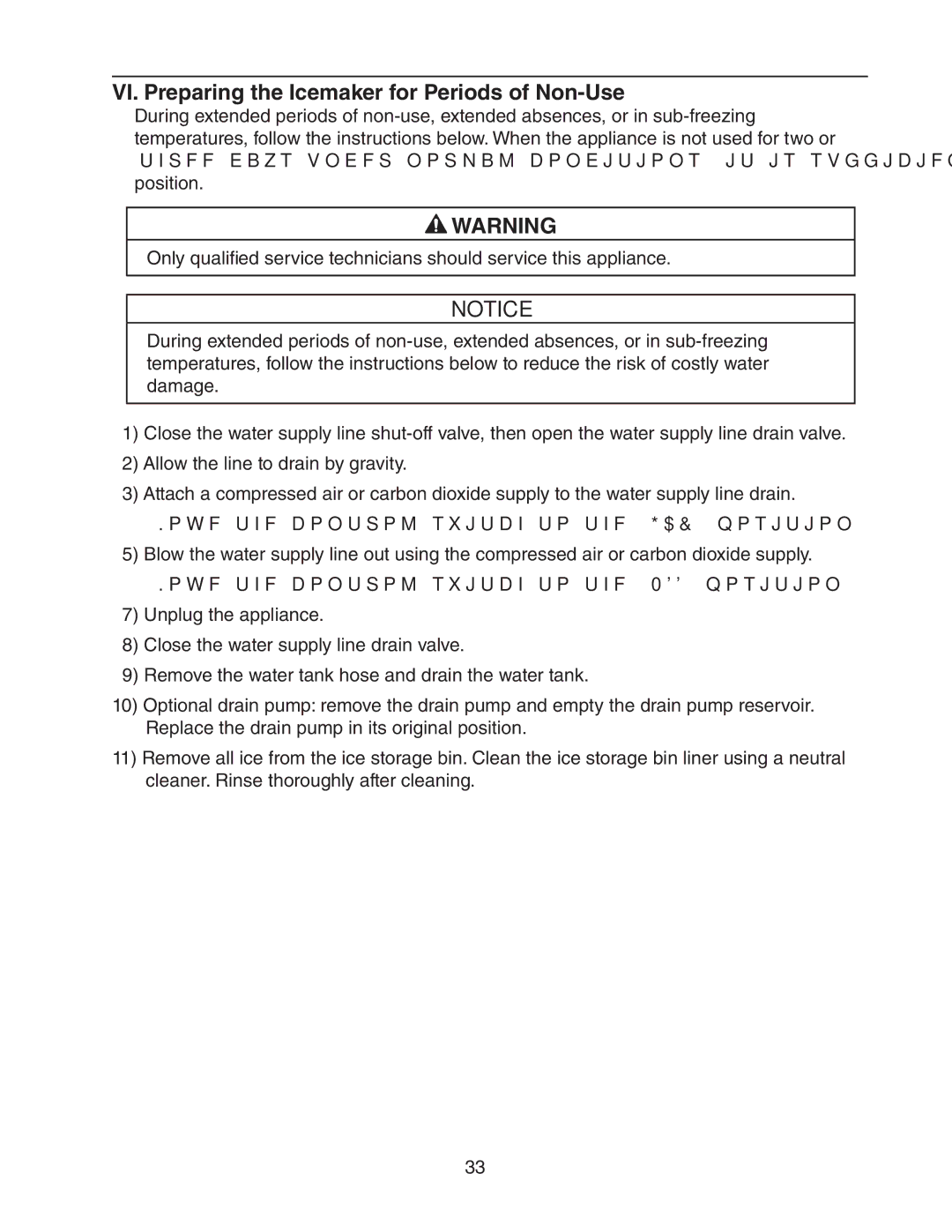 Hoshizaki AM-50BAE-ADDS, AM-50BAE-DS service manual VI. Preparing the Icemaker for Periods of Non-Use 