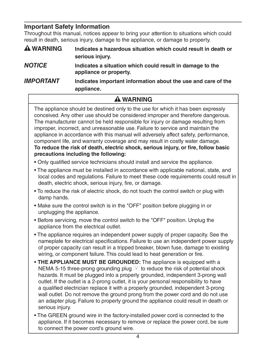 Hoshizaki AM-50BAE-ADDS, AM-50BAE-DS service manual Important Safety Information 