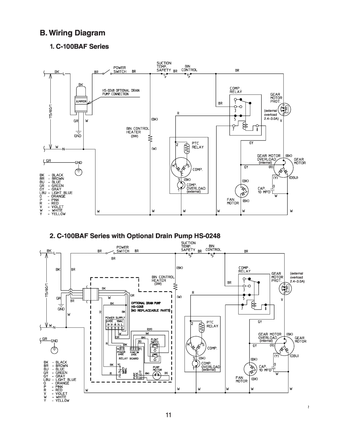 Hoshizaki C-100BAF-ADDS service manual B. Wiring Diagram, 1. C-100BAFSeries 