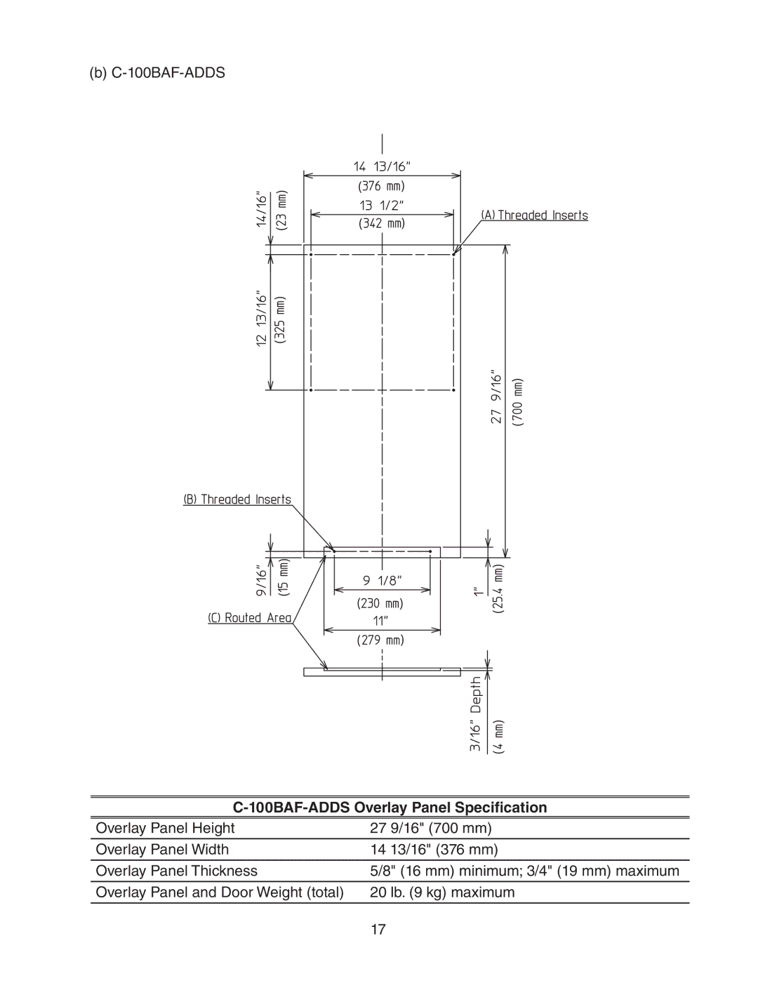 Hoshizaki C-100BAF-DS instruction manual 100BAF-ADDS Overlay Panel Specification 