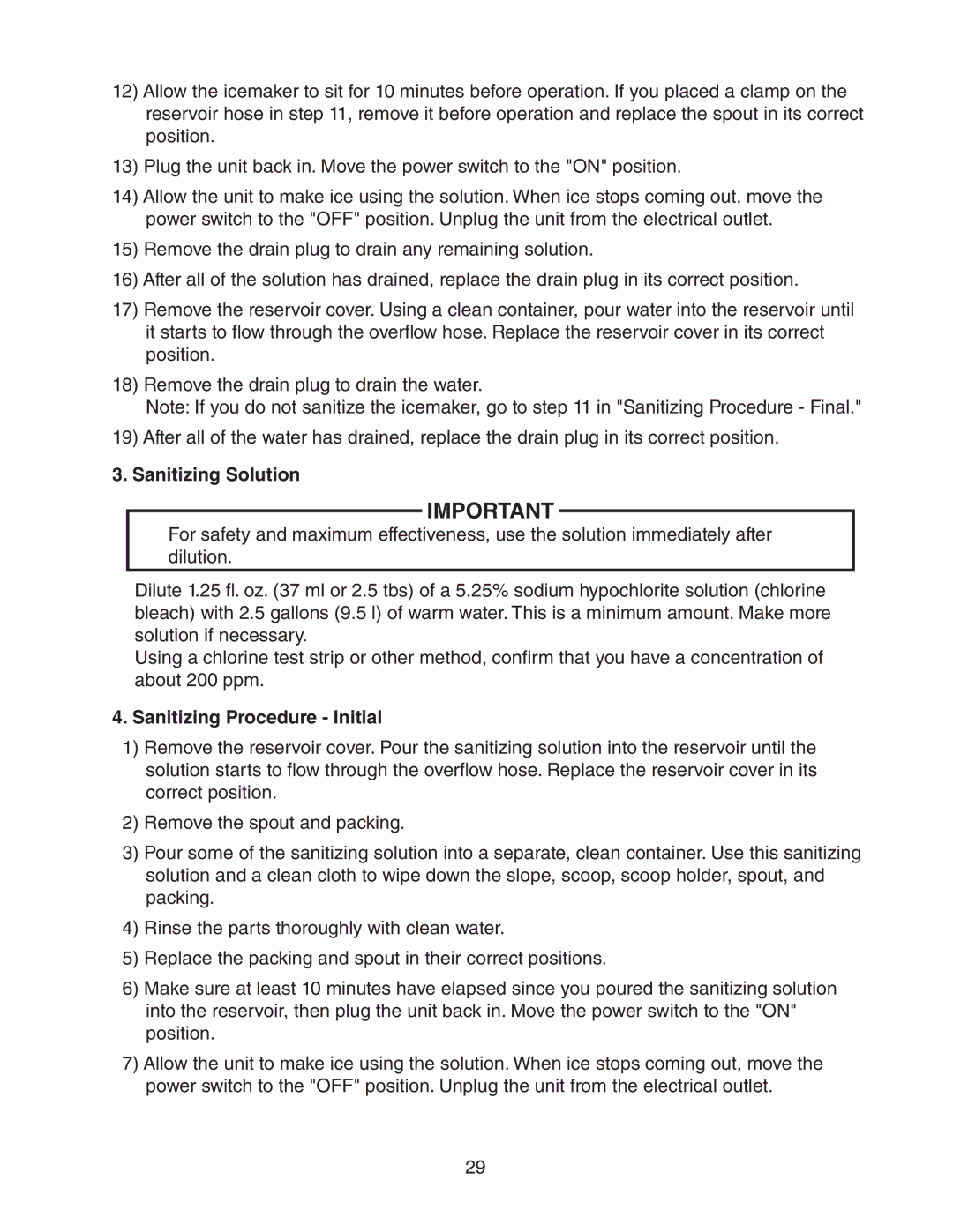 Hoshizaki C-100BAF-DS instruction manual Sanitizing Solution, Sanitizing Procedure Initial 