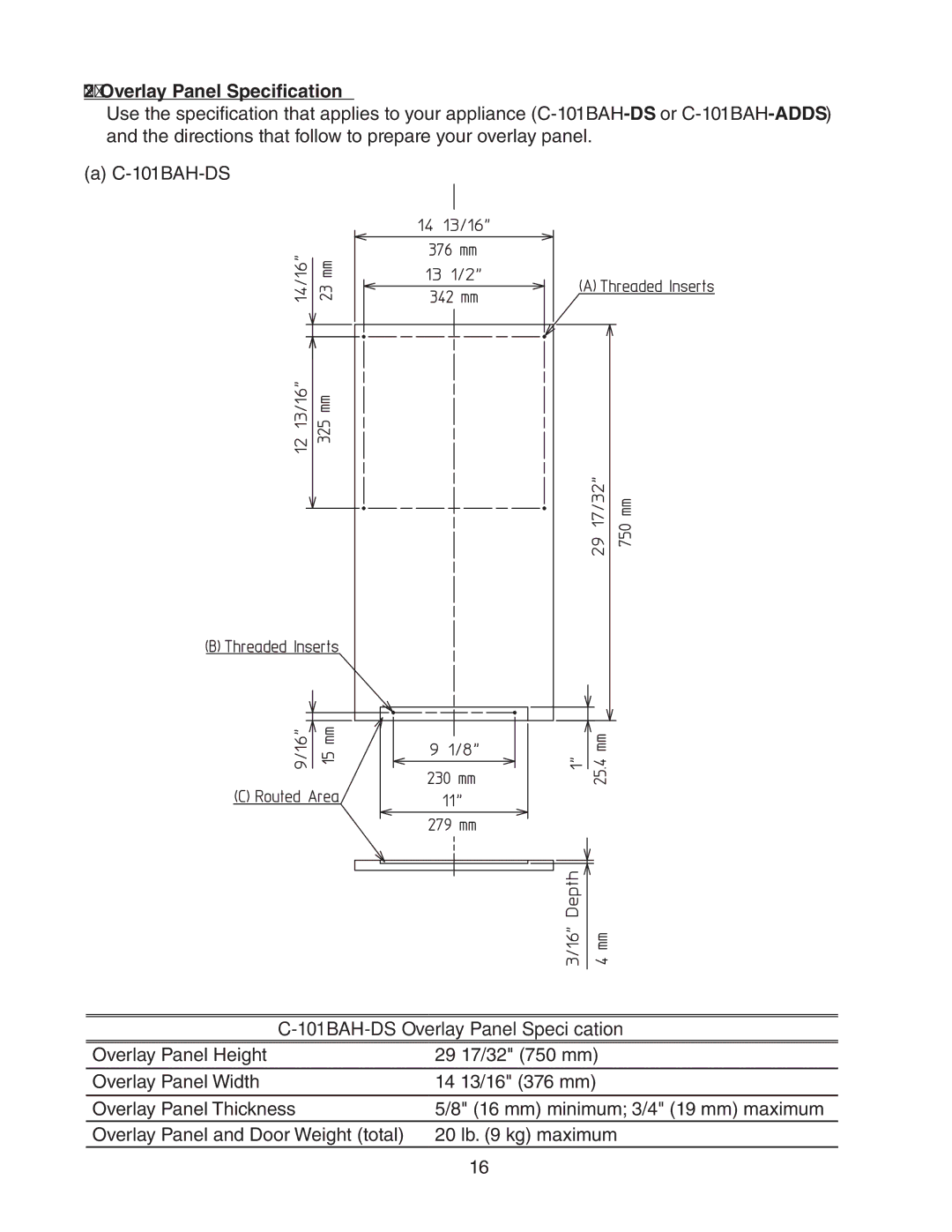 Hoshizaki C-101BAH-ADDS, C-101BAH-DS instruction manual 101BAH-DS Overlay Panel Specification 