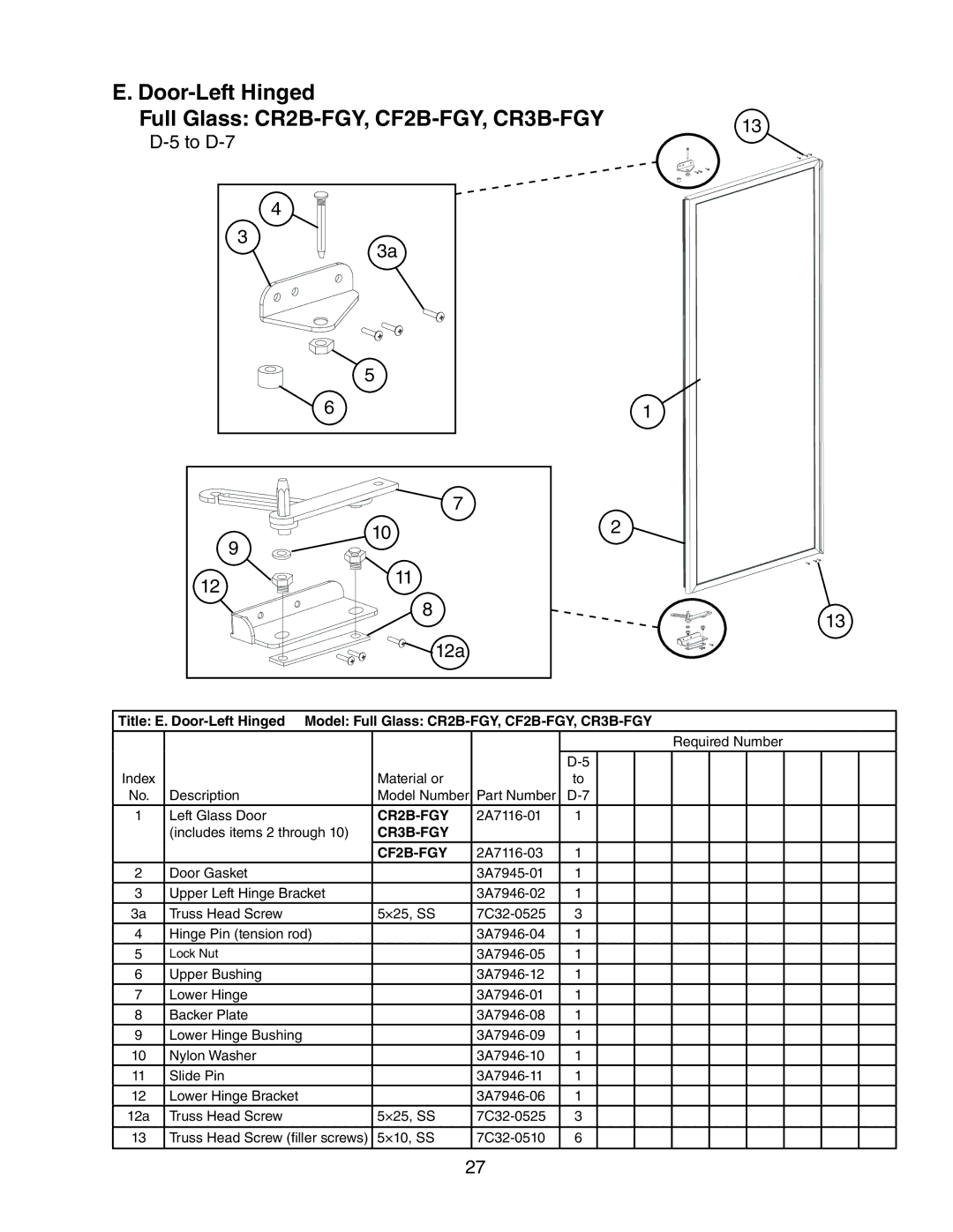 Hoshizaki CF1B-FG/FGY/FS/HS. CR2B-FG/FGY/FS/HS, CF3B-FS/HS manual Full Glass CR2B-FGY, CF2B-FGY, CR3B-FGY, CR3B-FGY CF2B-FGY 