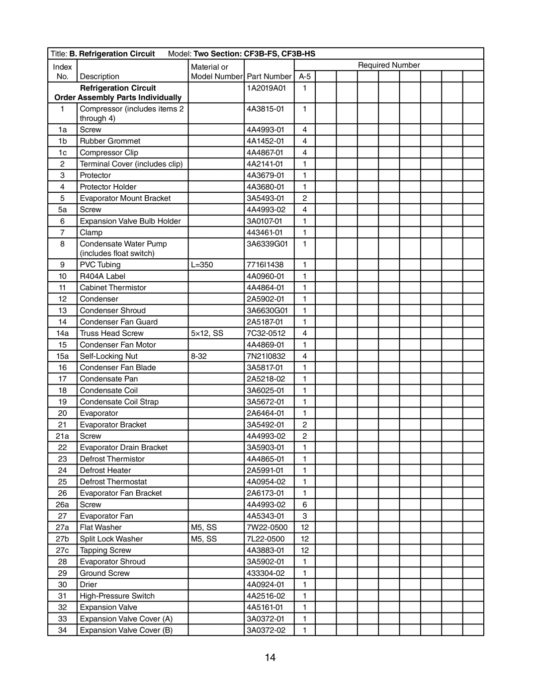 Hoshizaki CF3B-HS, CR3B-HS, CR3B-FS, CF3B-FS manual 1A2019A01 