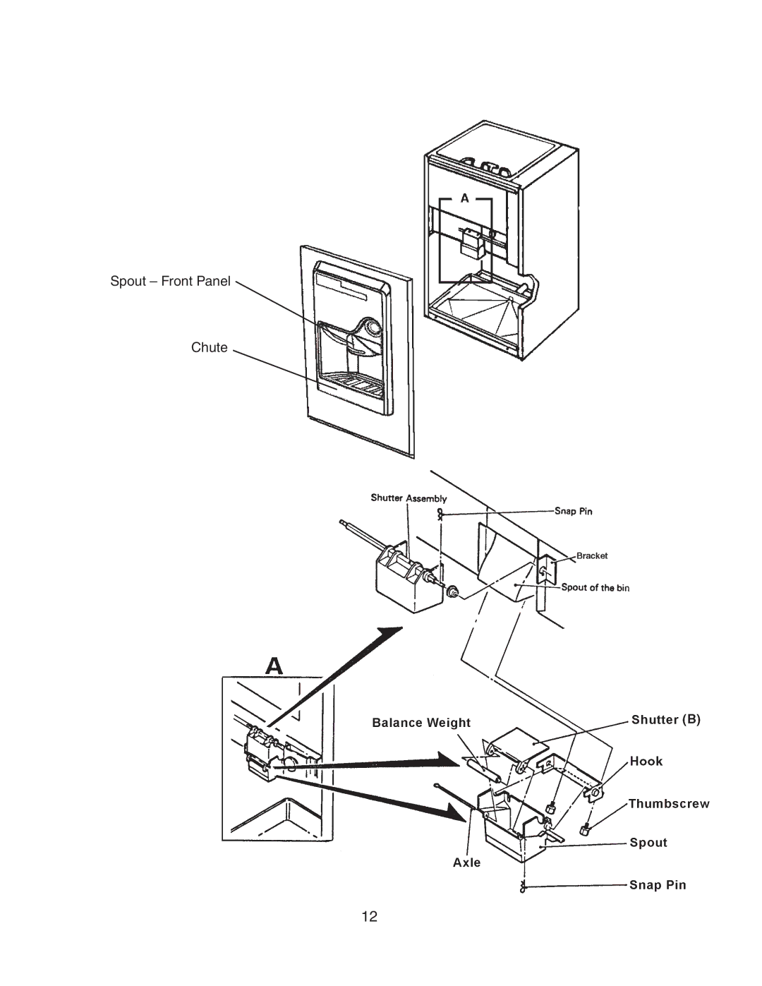 Hoshizaki DB-130H service manual Spout Front Panel Chute 