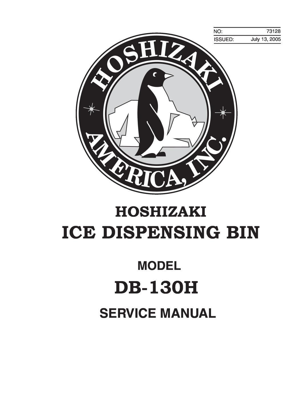 Hoshizaki DB-130H service manual Ice Dispensing Bin, Hoshizaki, Model 
