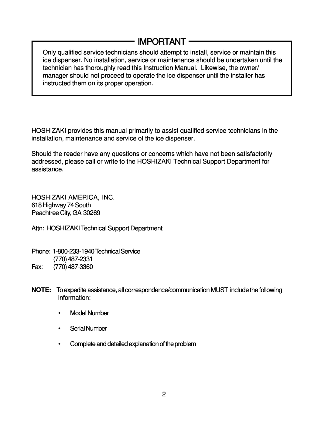 Hoshizaki DB-200H instruction manual 