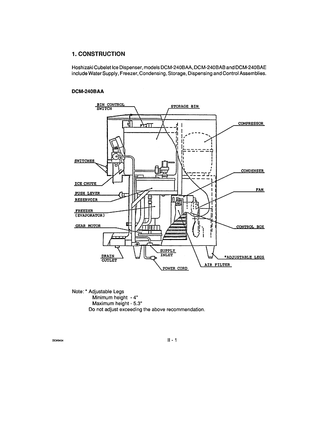 Hoshizaki DCM-240 manual 