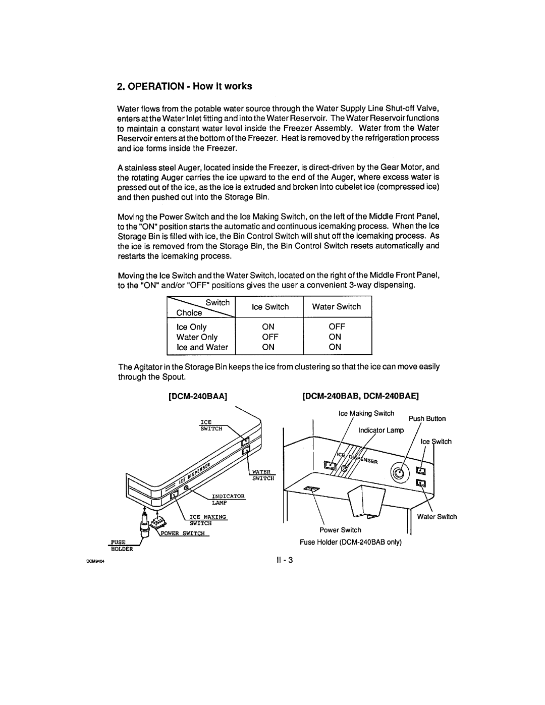 Hoshizaki DCM-240 manual 