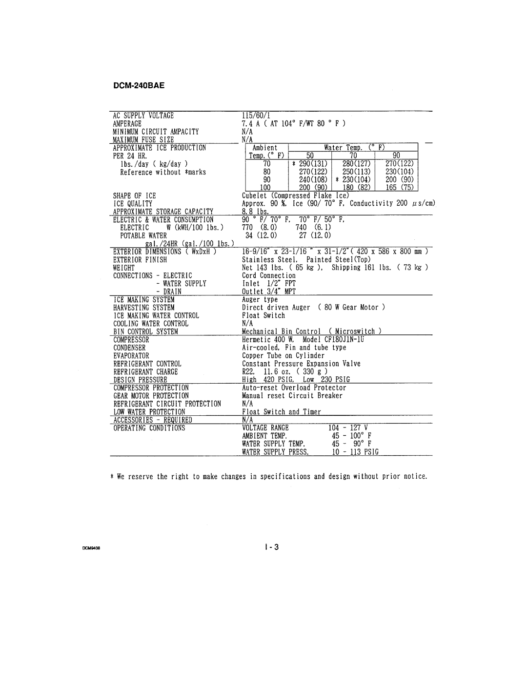 Hoshizaki DCM-240 manual 