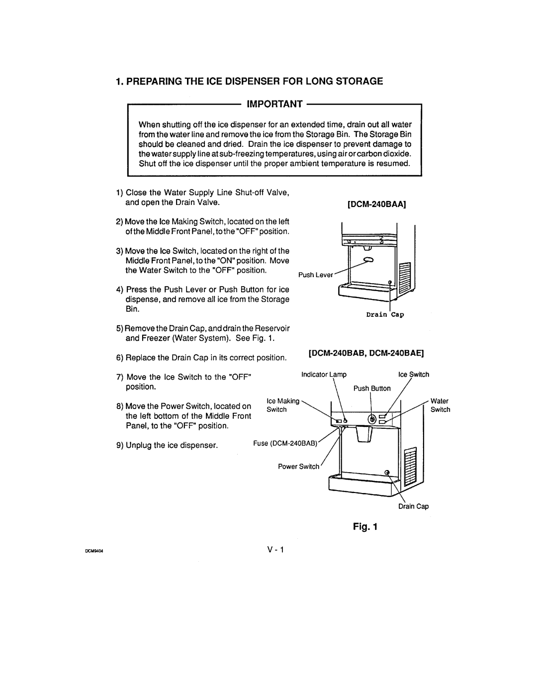 Hoshizaki DCM-240 manual 